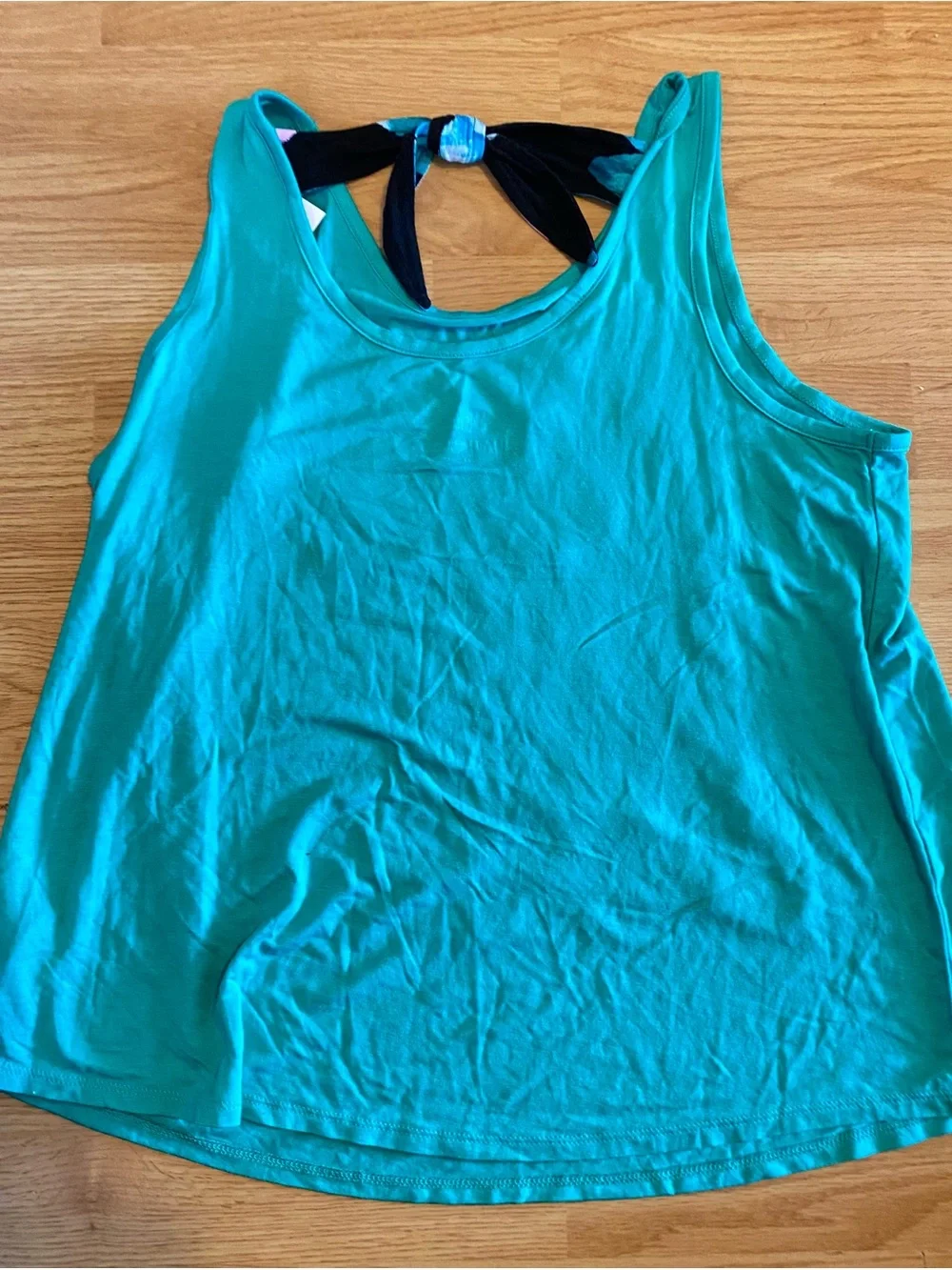 Justice Turquoise Tank with Pink Glitter Accents
